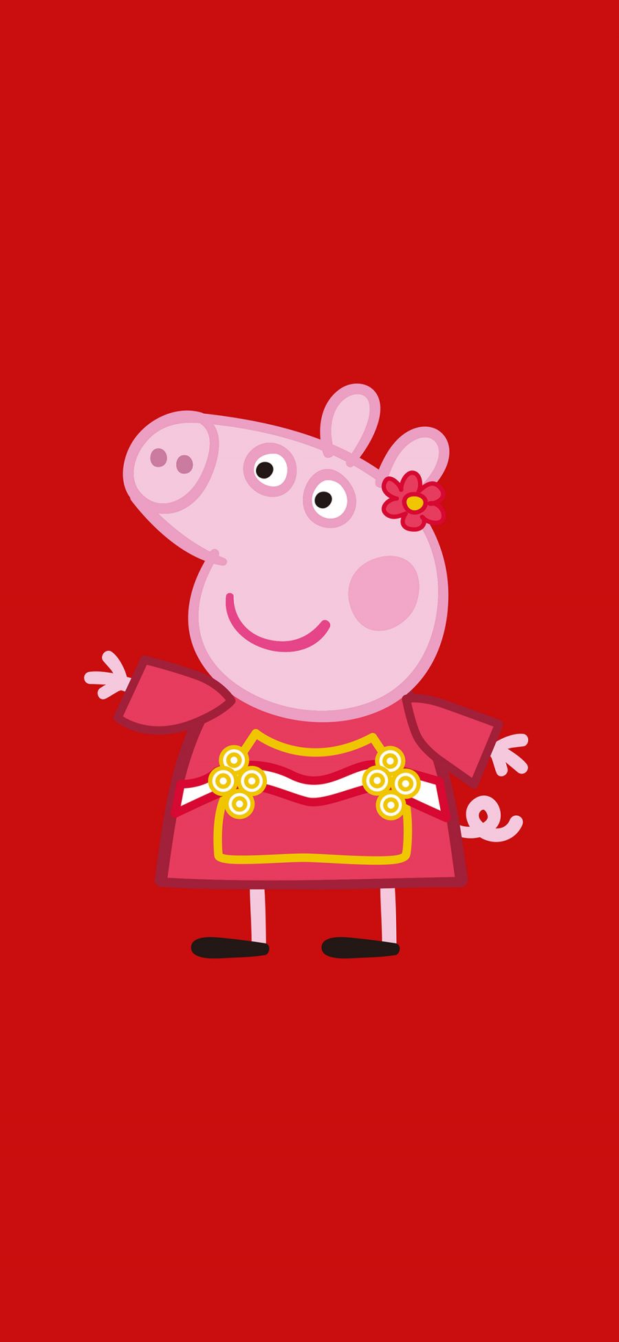 [2436×1125]小猪佩奇 红色 动画 苹果手机动漫壁纸图片