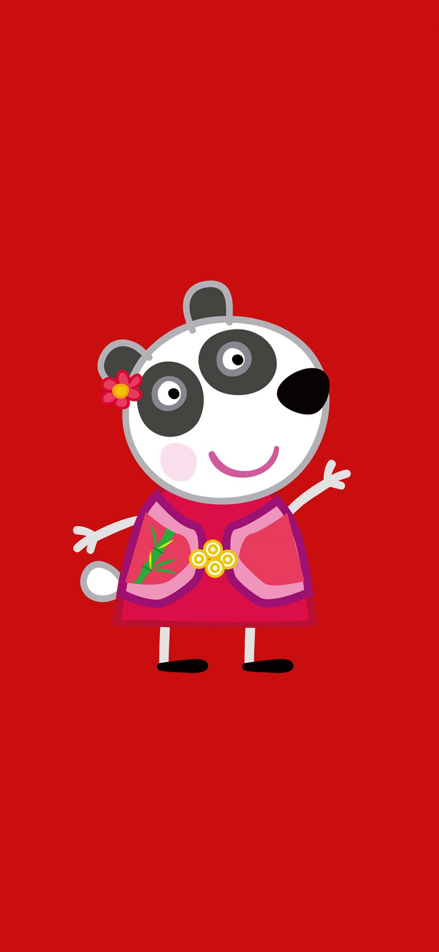 [2436×1125]小猪佩奇 红色 动画 熊猫 苹果手机动漫壁纸图片