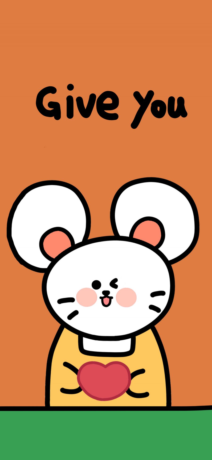 [2436×1125]小老鼠 give you 爱心 苹果手机动漫壁纸图片