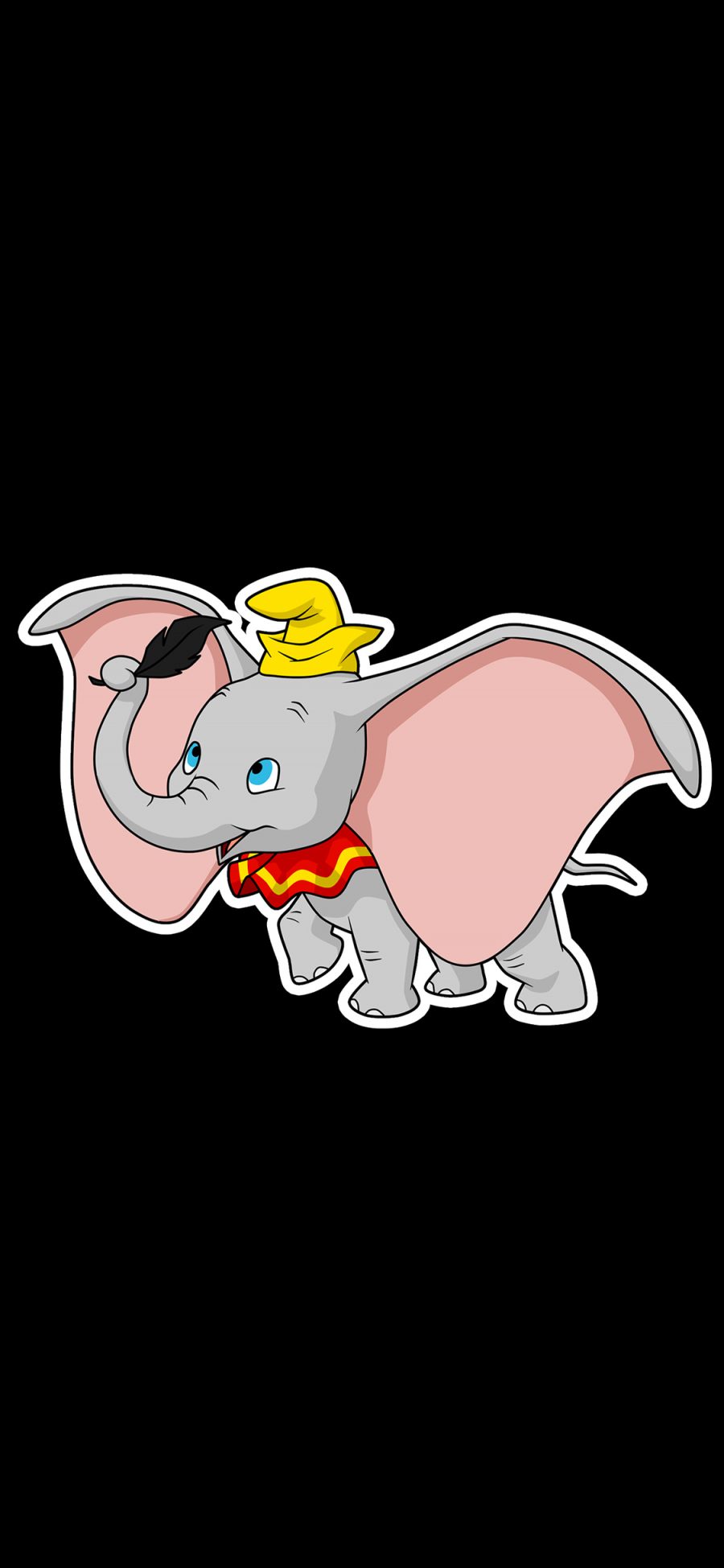 [2436×1125]小飞象 黑色 迪士尼 大象 卡通 动画 苹果手机动漫壁纸图片