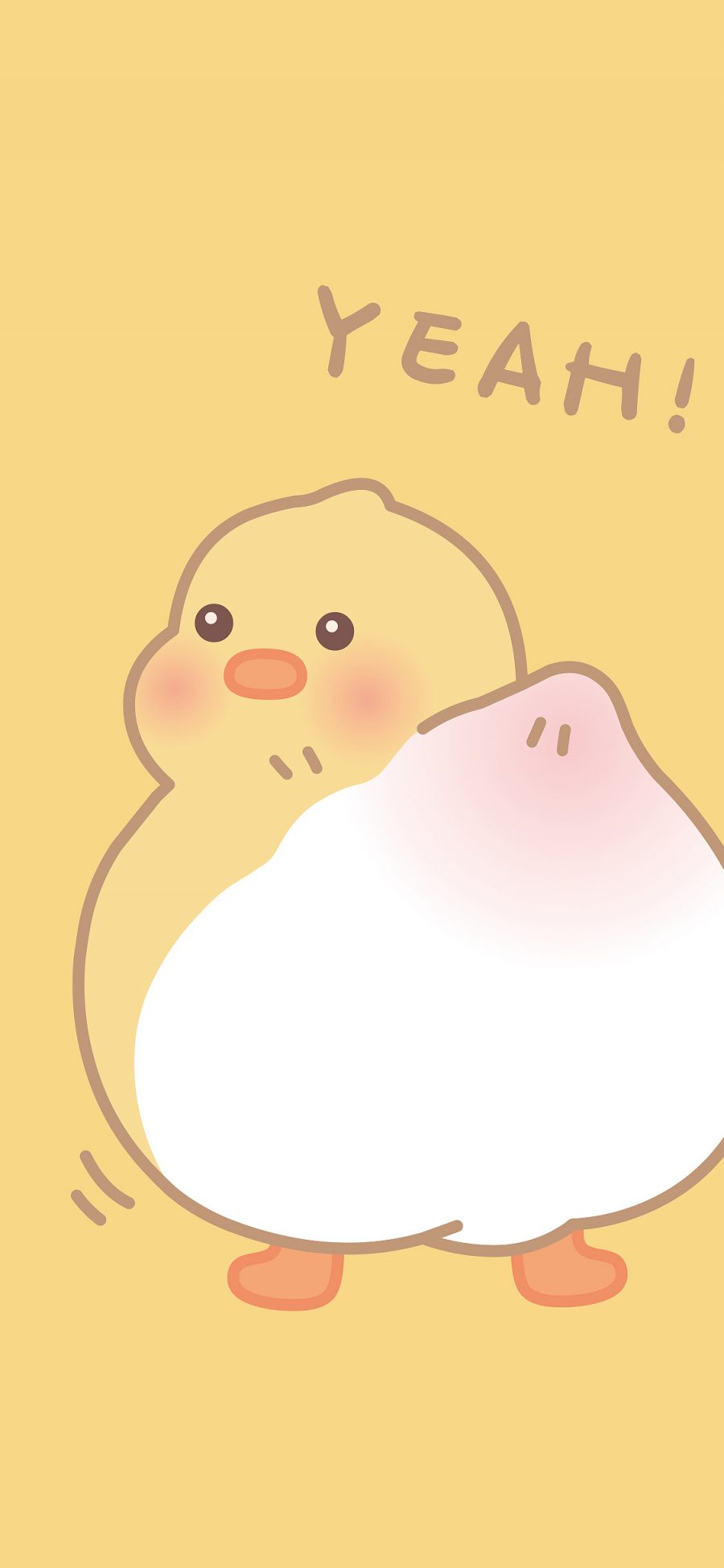[2436×1125]小鸡 可爱 黄 yeah 苹果手机动漫壁纸图片