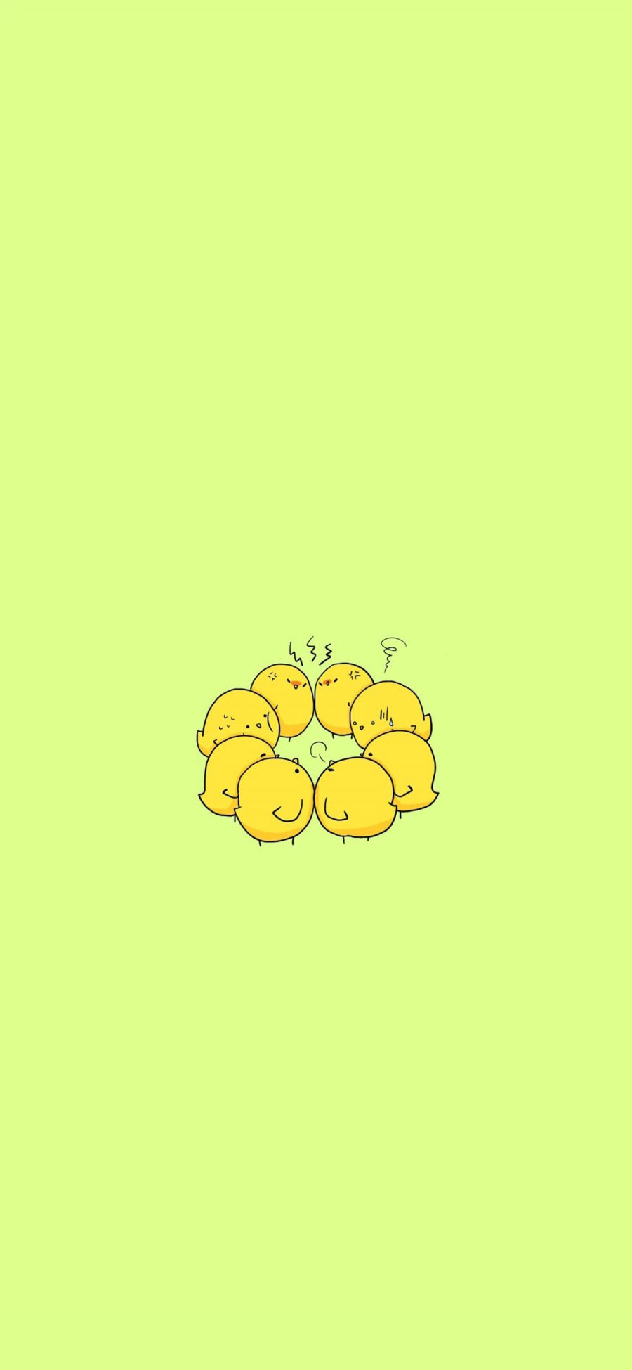 [2436×1125]小黄鸡 卡通 手绘 黄 简约 苹果手机动漫壁纸图片