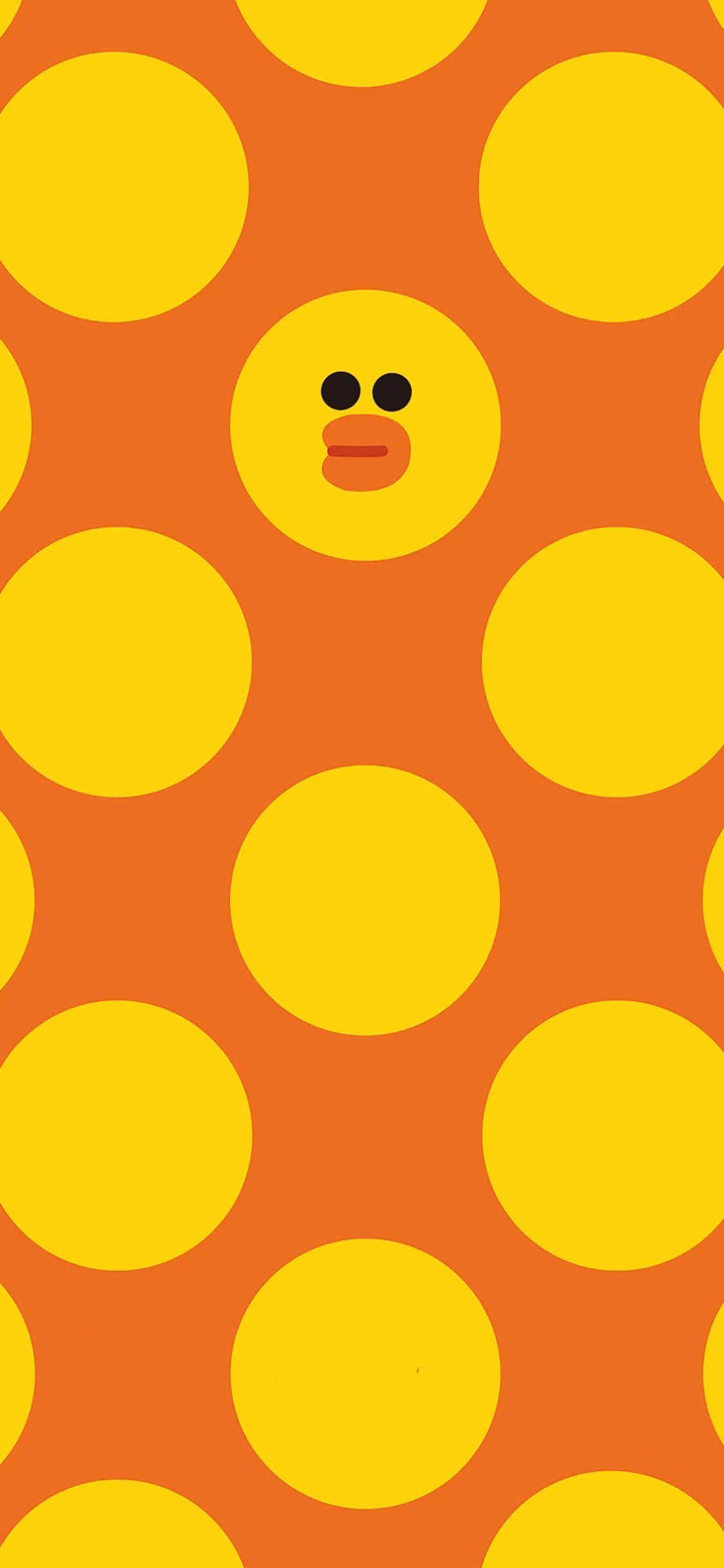 [2436×1125]小黄鸭 圆 line 平铺 苹果手机动漫壁纸图片