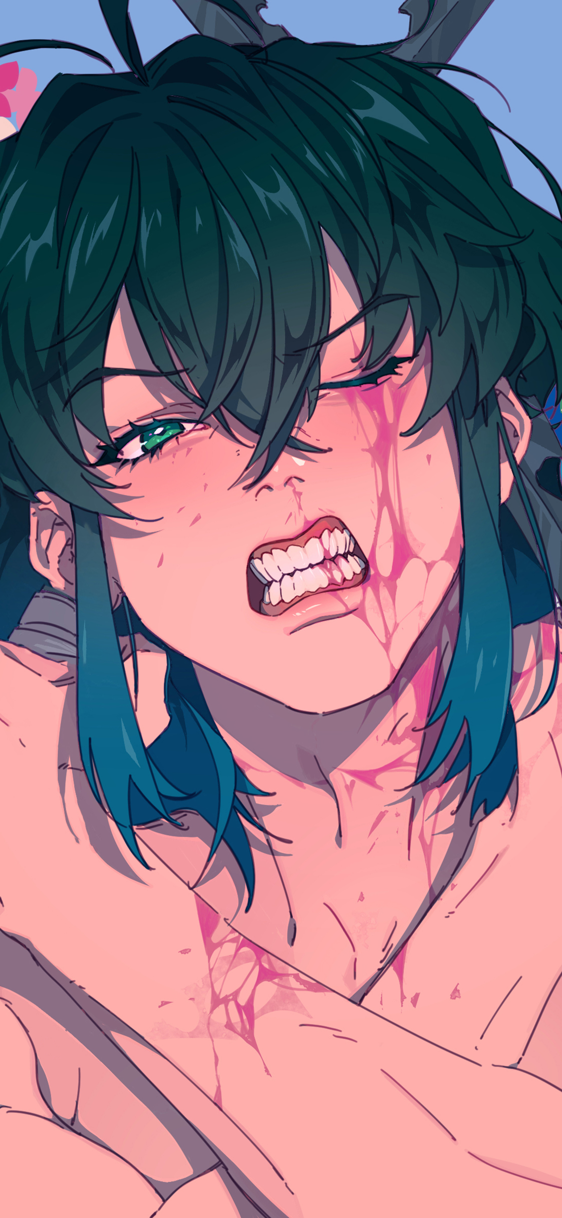 [2436×1125]少年 血腥 漫画 剑 苹果手机动漫壁纸图片