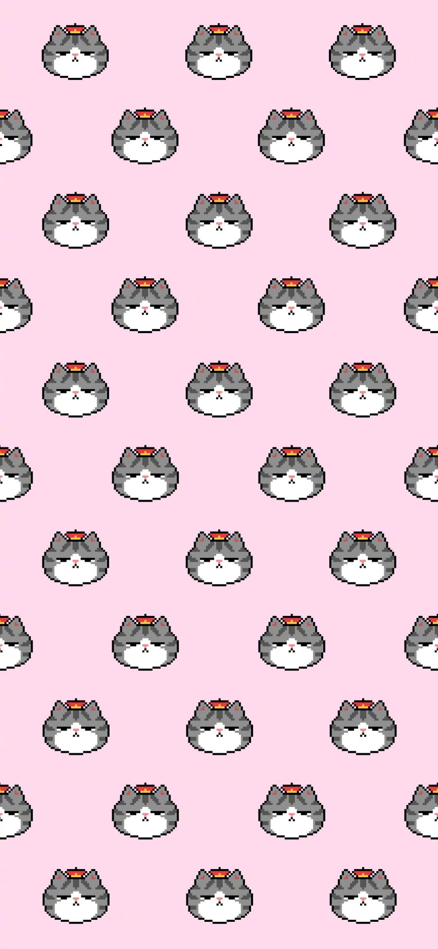 [2436×1125]巴扎黑 吾皇万岁 猫 粉色 平铺 苹果手机动漫壁纸图片