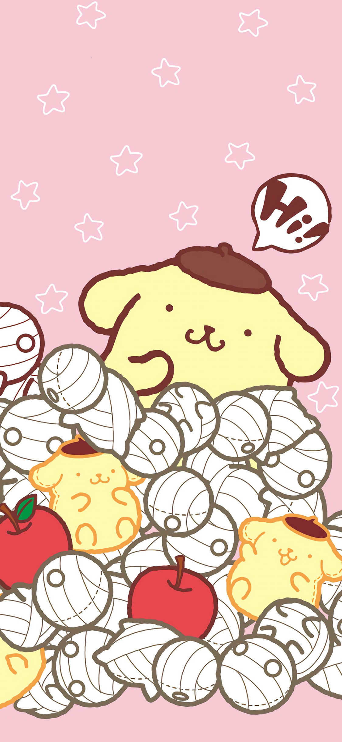 [2436×1125]布丁狗 卡通 可爱 pompompurin 星星 苹果手机动漫壁纸图片