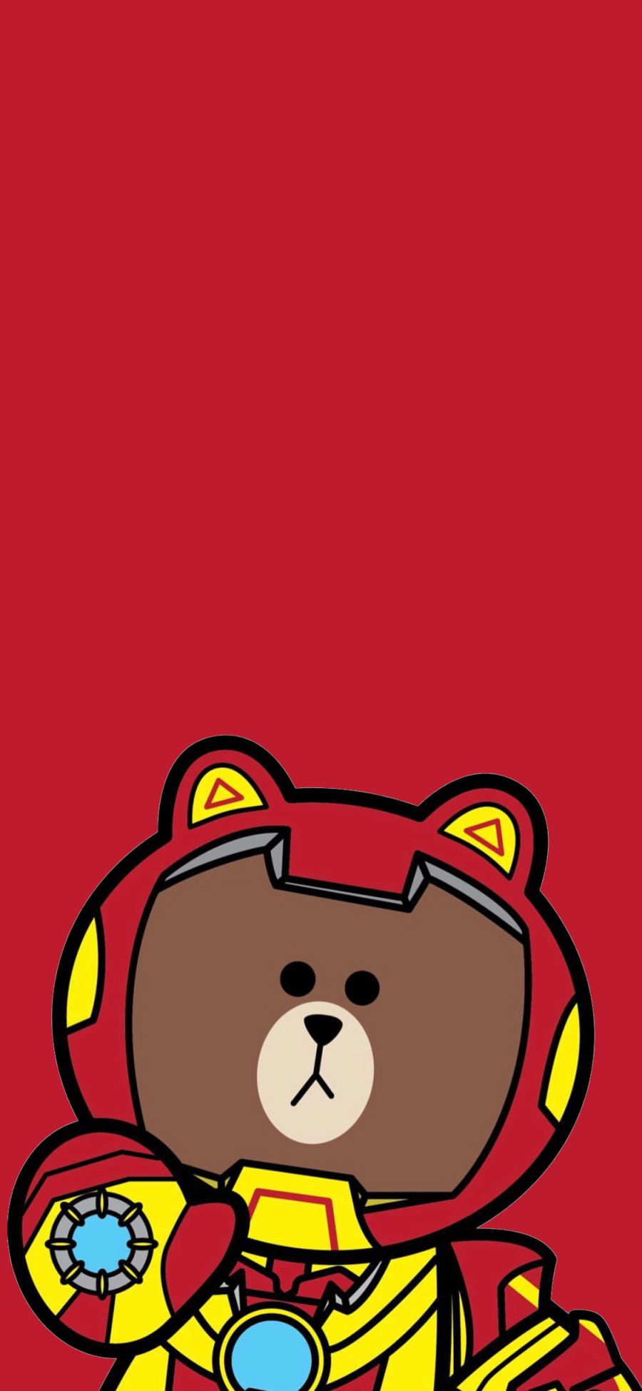 [2436×1125]布朗熊 line friends 卡通 钢铁侠 红色 苹果手机动漫壁纸图片
