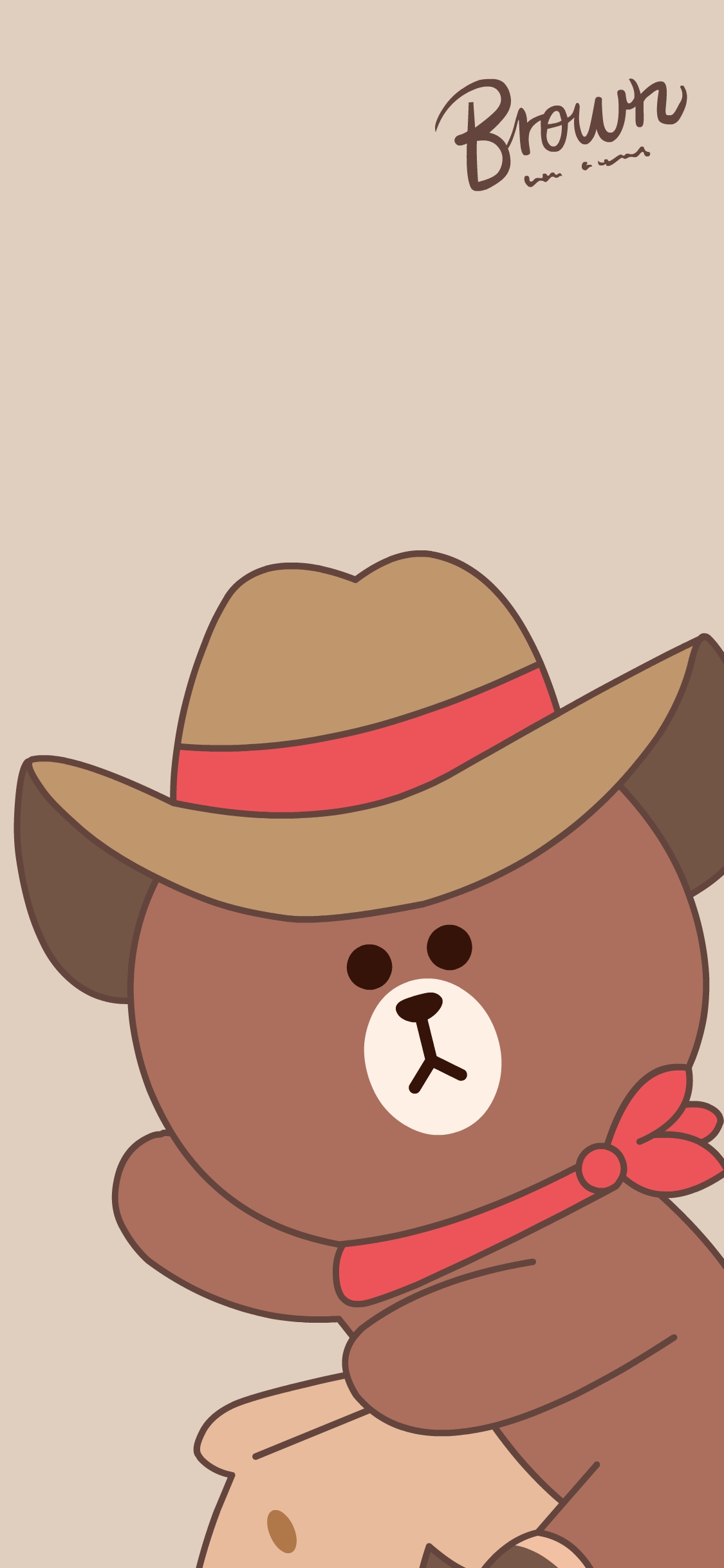 [2436×1125]布朗熊 line friends 可爱 卡通 牛仔 苹果手机动漫壁纸图片