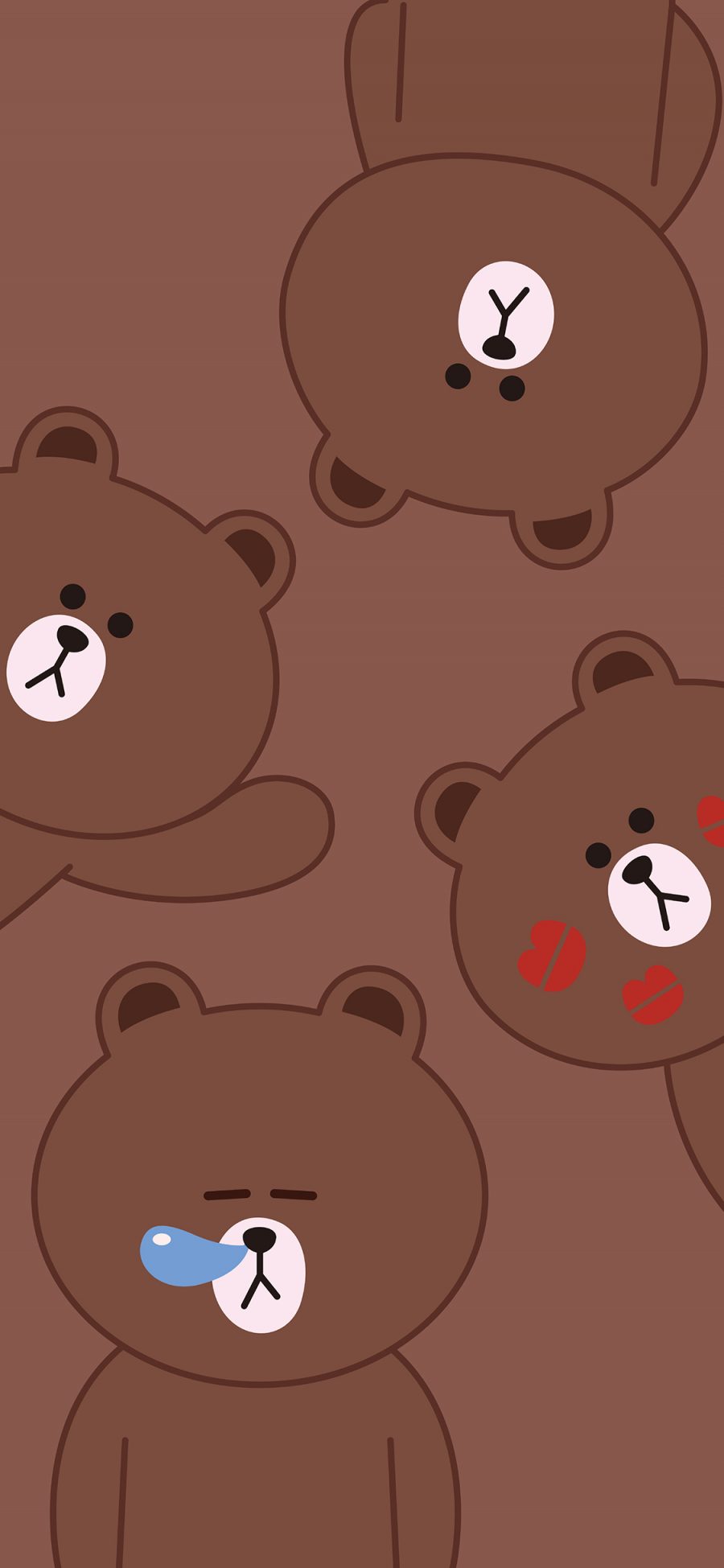 [2436×1125]布朗熊 卡通 棕色 可爱（壁纸来源：@LINEFRIENDS壁纸分享) 苹果手机动漫壁纸图片