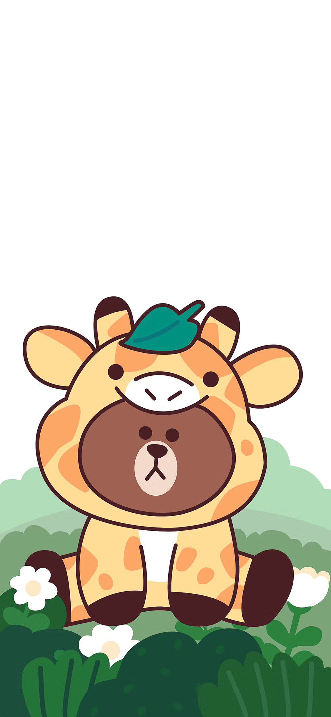 [2436×1125]布朗熊 可爱 卡通 长颈鹿 line friends 苹果手机动漫壁纸图片