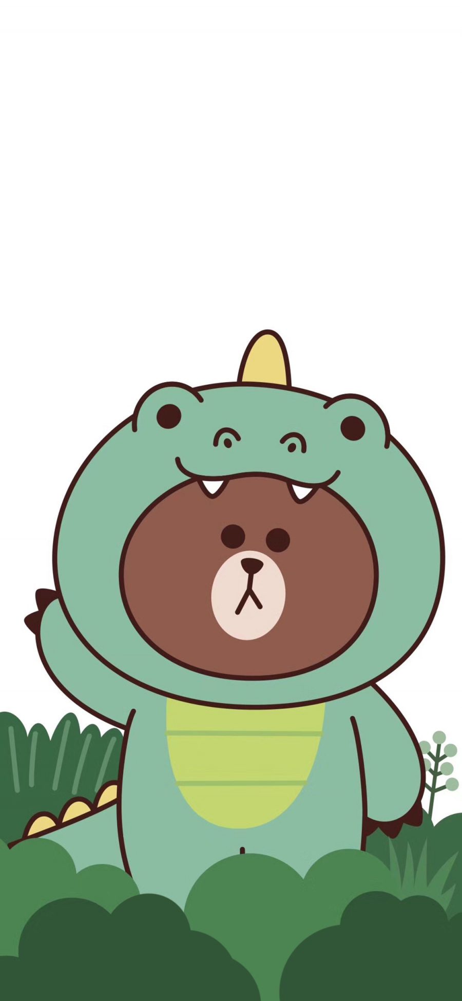 [2436×1125]布朗熊 可爱 卡通 鳄鱼服 line friends 苹果手机动漫壁纸图片