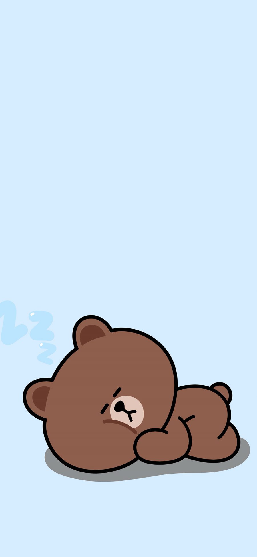 [2436×1125]布朗熊 蓝色 line friends 卡通 睡觉 可爱 苹果手机动漫壁纸图片