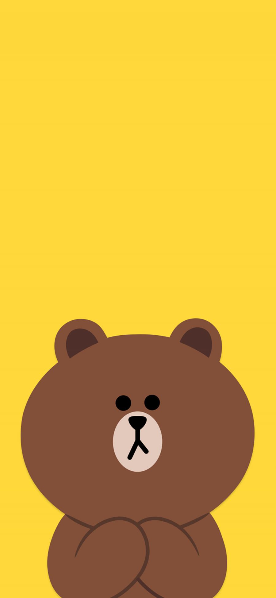 [2436×1125]布朗熊 黄色 line friends 卡通 可爱 苹果手机动漫壁纸图片