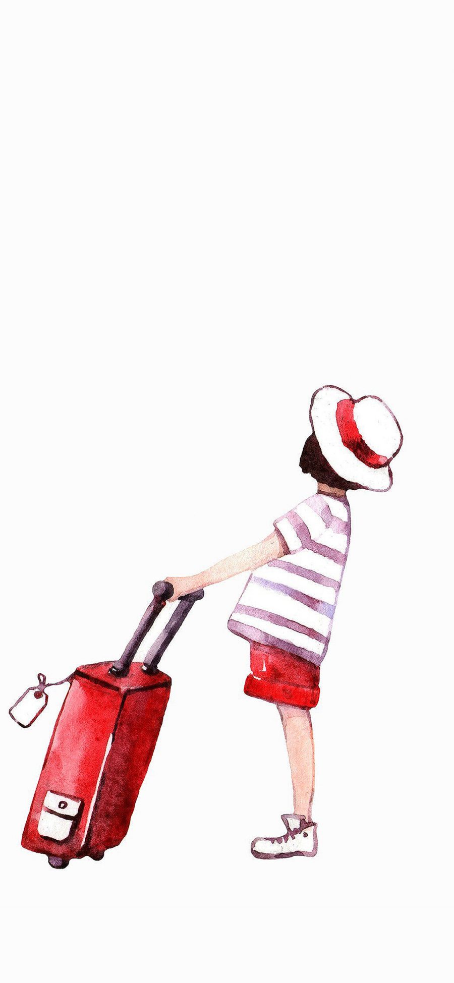 [2436×1125]帽子 红旅行 行李箱 彩色 苹果手机动漫壁纸图片