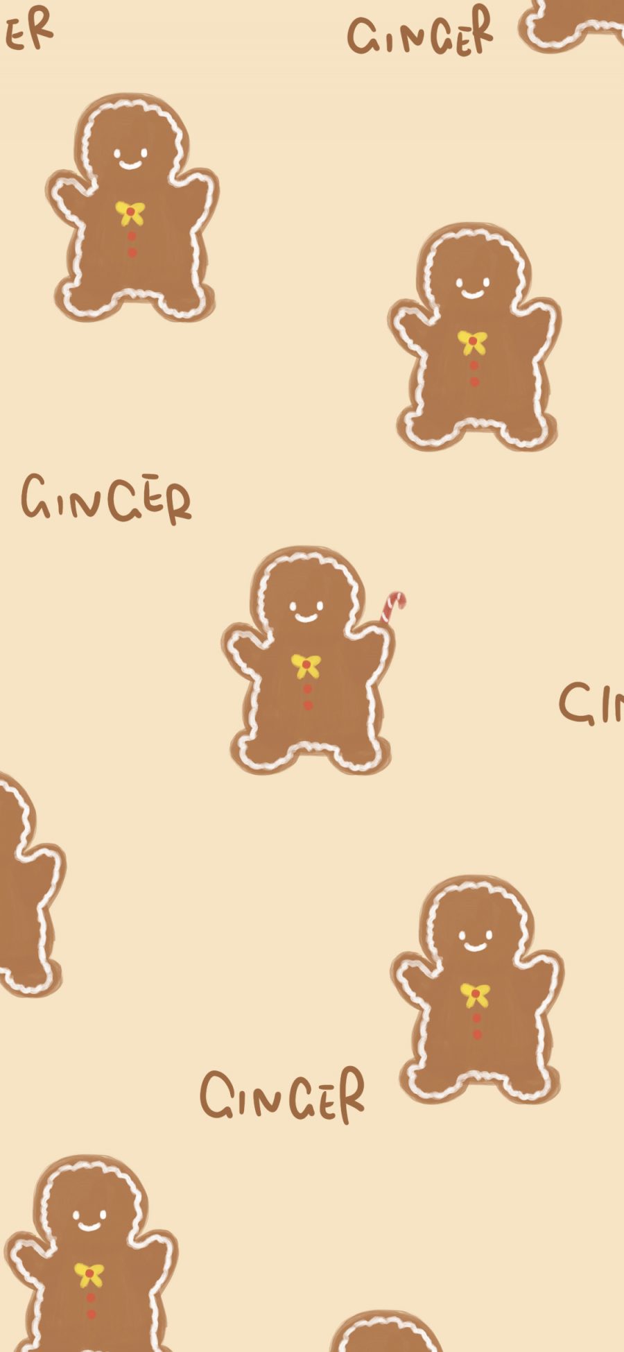 [2436×1125]平铺 可爱 姜饼人 Ginger 苹果手机动漫壁纸图片