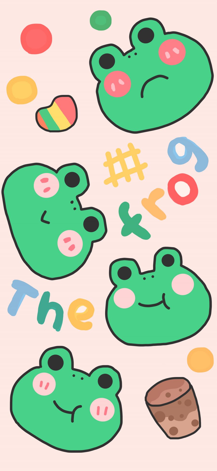 [2436×1125]平铺 青蛙 frog 卡通 苹果手机动漫壁纸图片