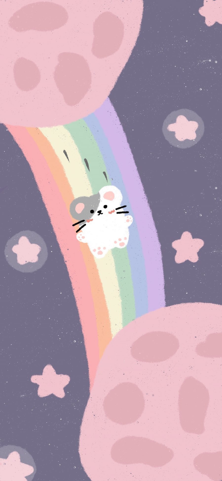 [2436×1125]彩虹 老鼠 宇宙 星球 星星 苹果手机动漫壁纸图片