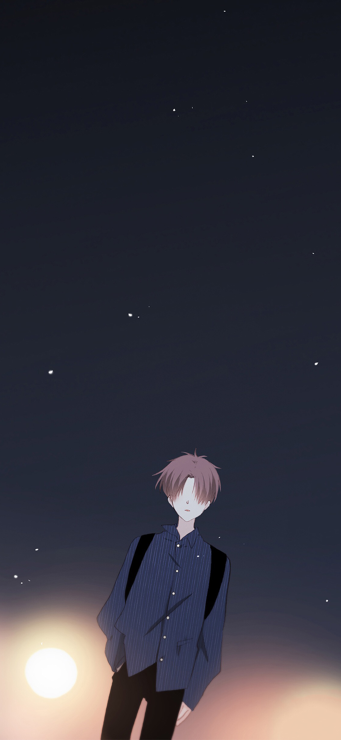 [2436×1125]怦然心动 国产漫画 少年 夜 星空 苹果手机动漫壁纸图片