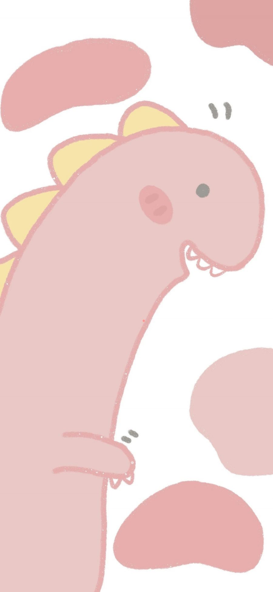 [2436×1125]恐龙 怪兽 可爱 粉 苹果手机动漫壁纸图片