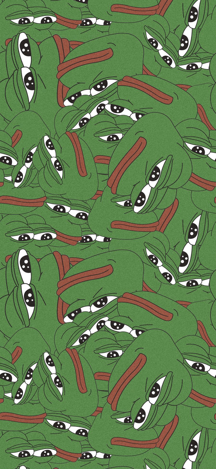 [2436×1125]悲伤蛙 绿色 密集 难过 苹果手机动漫壁纸图片
