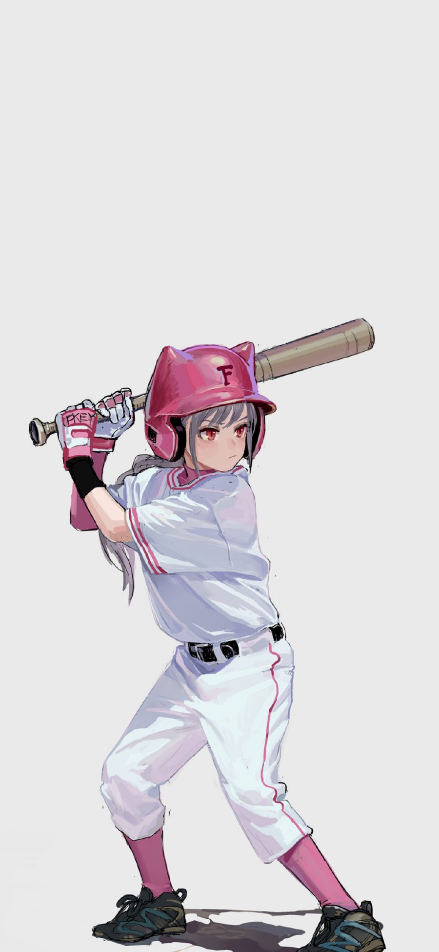 [2436×1125]手绘 棒球女孩 二次元 少女 苹果手机动漫壁纸图片