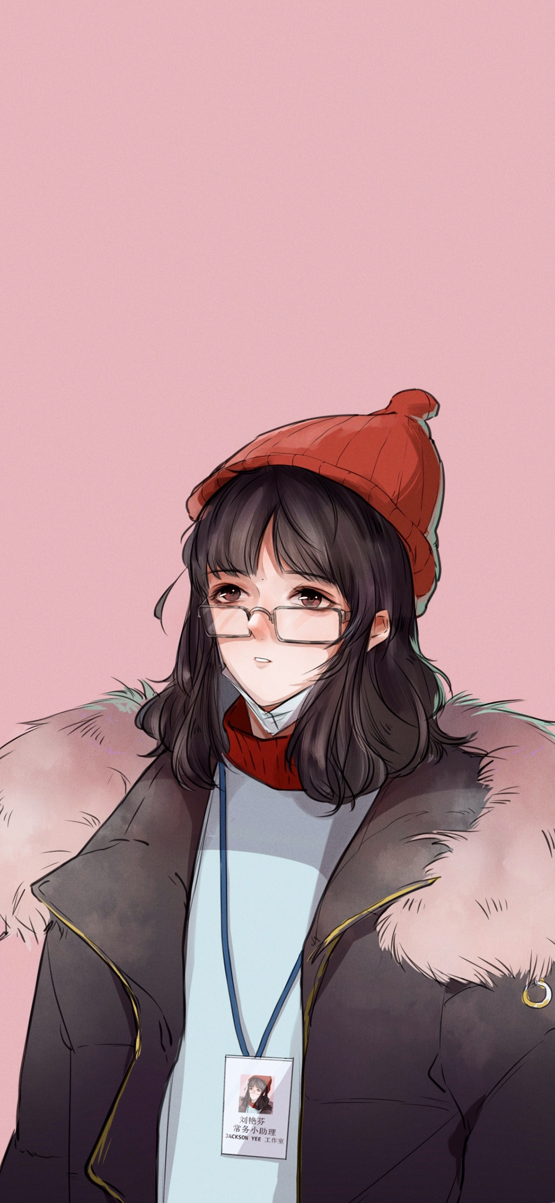 [2436×1125]手绘版 刘艳芳 易烊千玺 苹果手机动漫壁纸图片