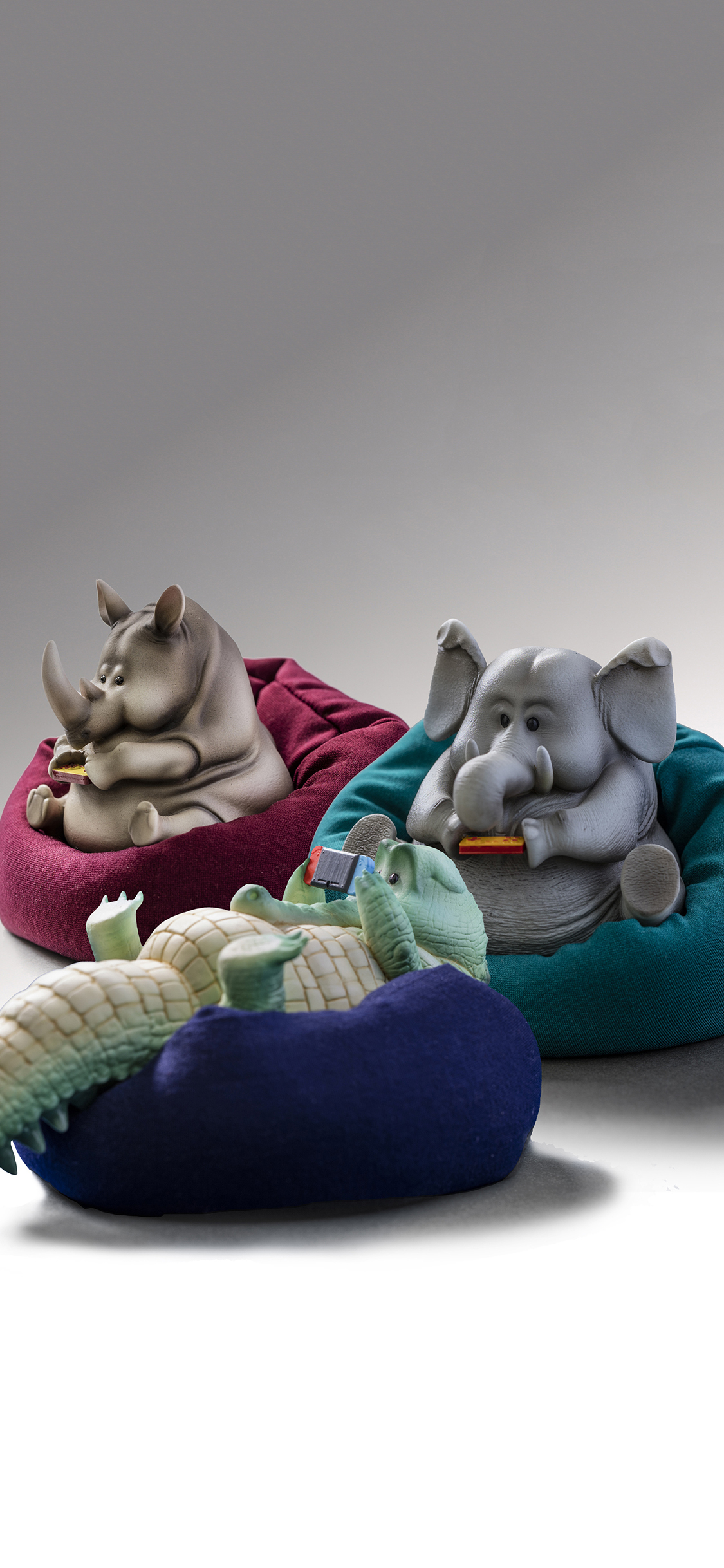 [2436×1125]插图 3D 大象 犀牛 鳄鱼 苹果手机动漫壁纸图片