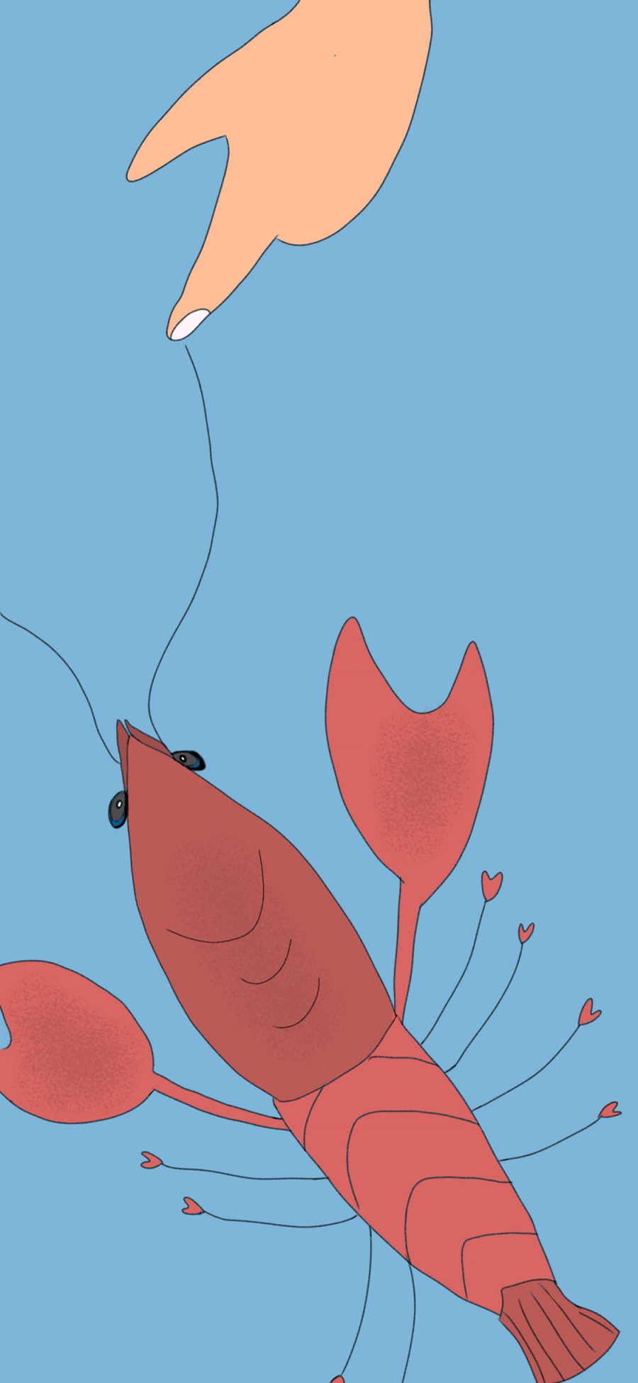 [2436×1125]插图 卡通 小龙虾 钳子 苹果手机动漫壁纸图片