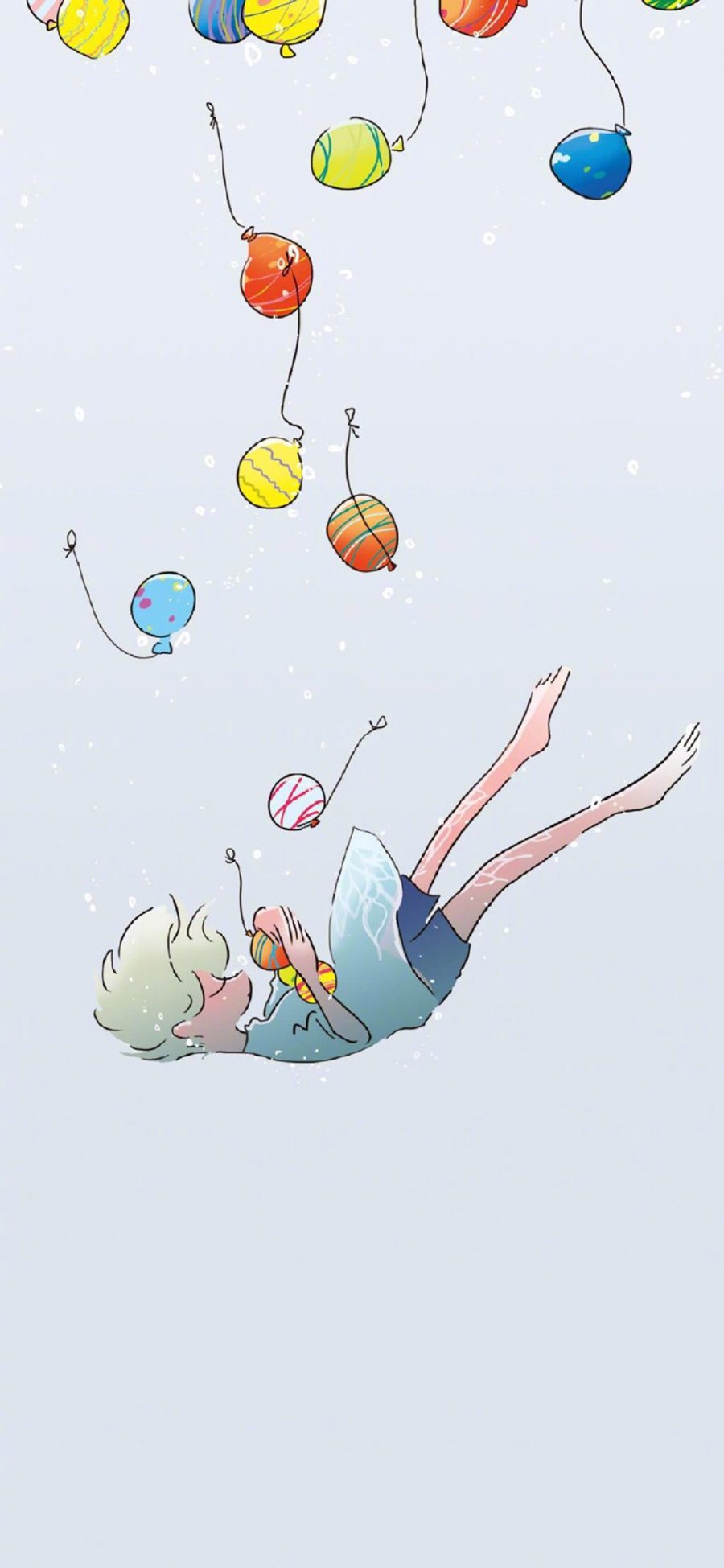 [2436×1125]插图 卡通 男孩 气球 苹果手机动漫壁纸图片