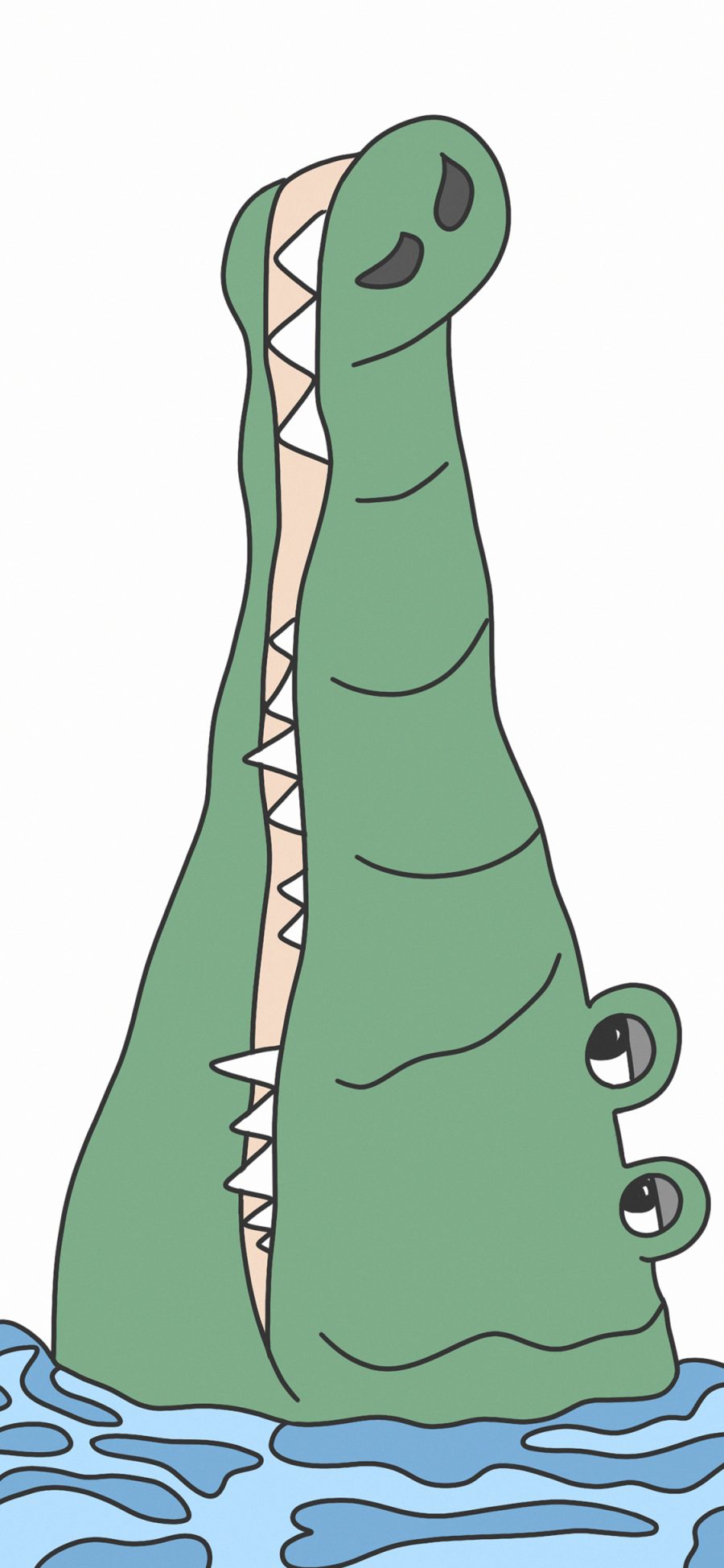 [2436×1125]插图 卡通 鳄鱼 可爱（取自微博：寄喜饼给你喔） 苹果手机动漫壁纸图片