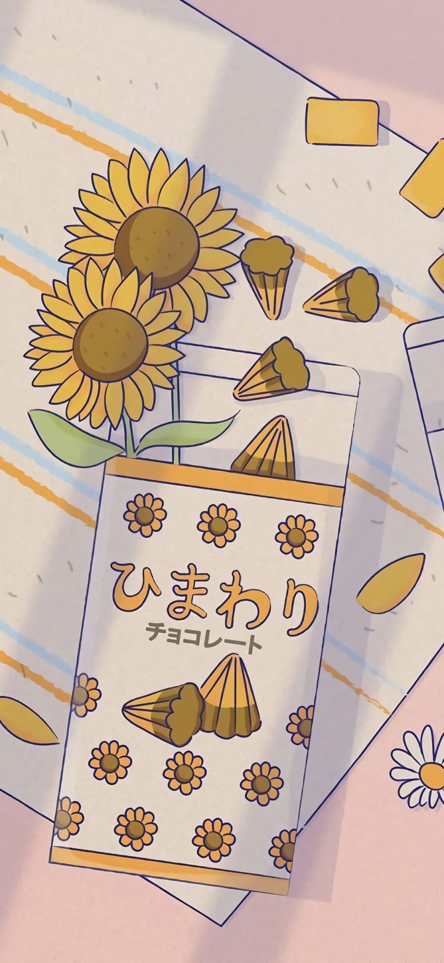 [2436×1125]插图 夏日零食 系列 向日葵 苹果手机动漫壁纸图片