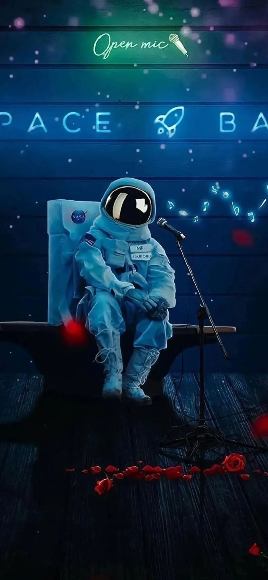 [2436×1125]插图 宇航员 孤独 苹果手机动漫壁纸图片