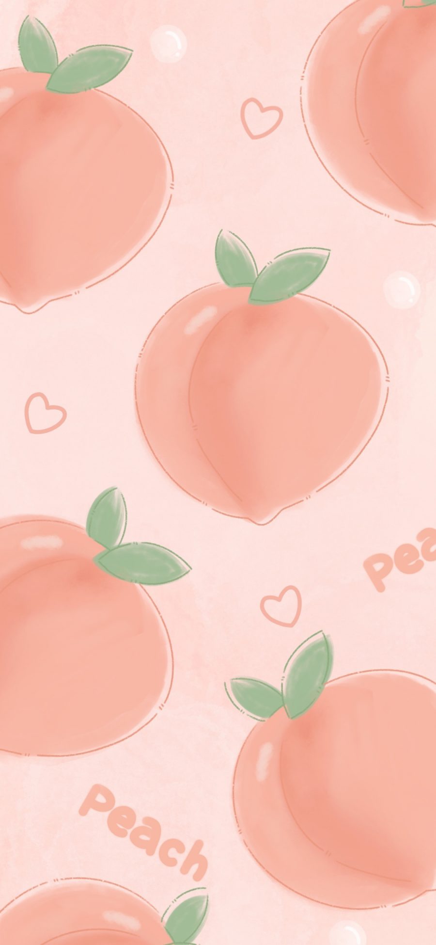 [2436×1125]插图 水蜜桃 桃子 粉色 平铺 苹果手机动漫壁纸图片