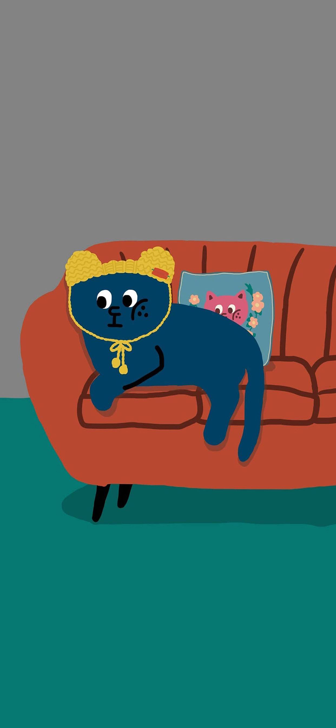 [2436×1125]插图 猫咪 帽子 可爱 苹果手机动漫壁纸图片