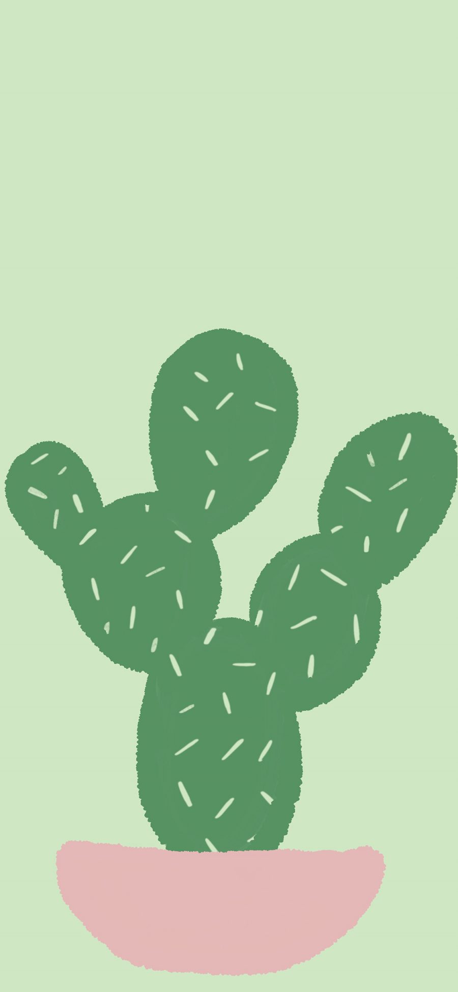 [2436×1125]插图 绿色 仙人掌 卡通 苹果手机动漫壁纸图片