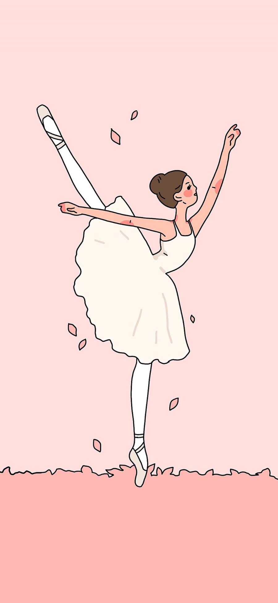 [2436×1125]插图 芭蕾舞者 女孩 卡通 韩国插画师그림그리는방 苹果手机动漫壁纸图片