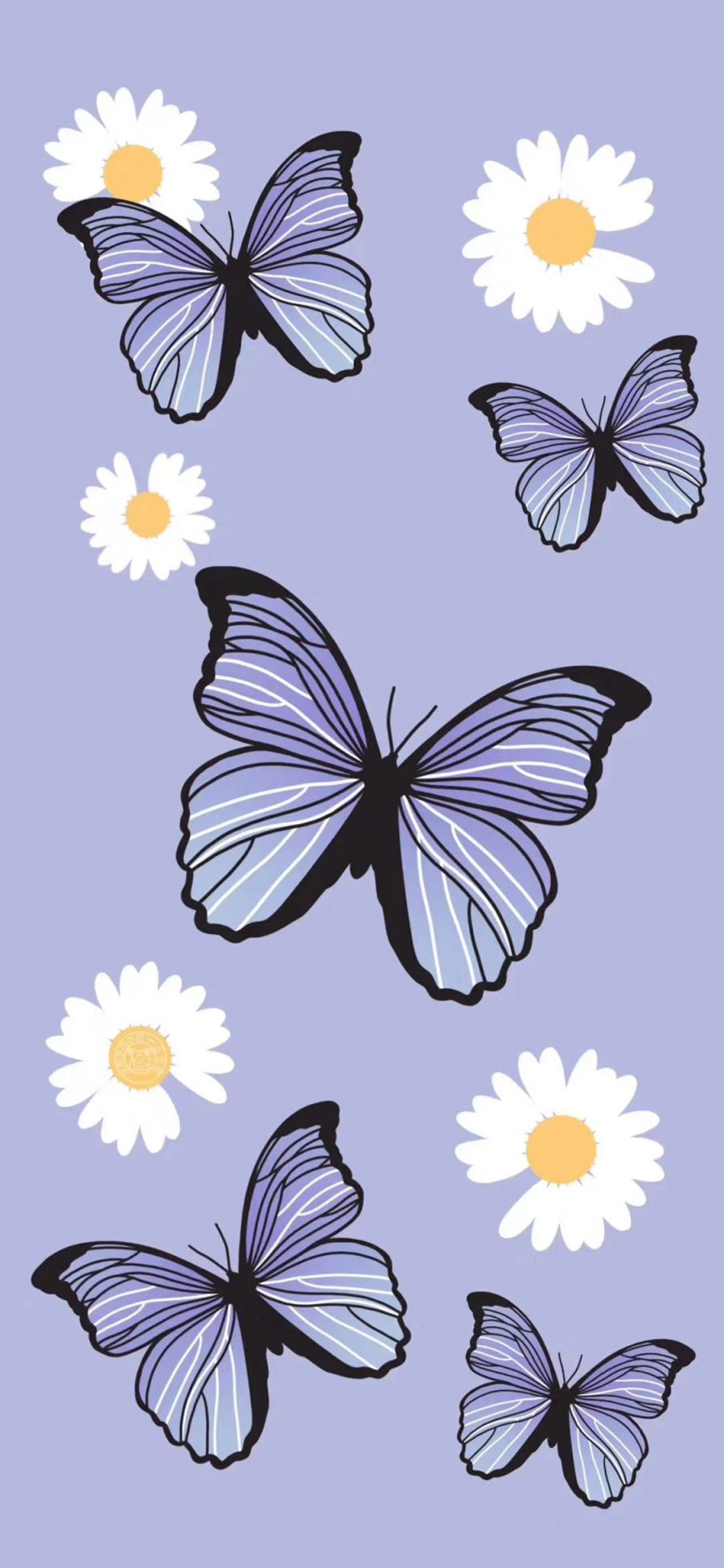 [2436×1125]插图 蝴蝶 紫色 元素 苹果手机动漫壁纸图片