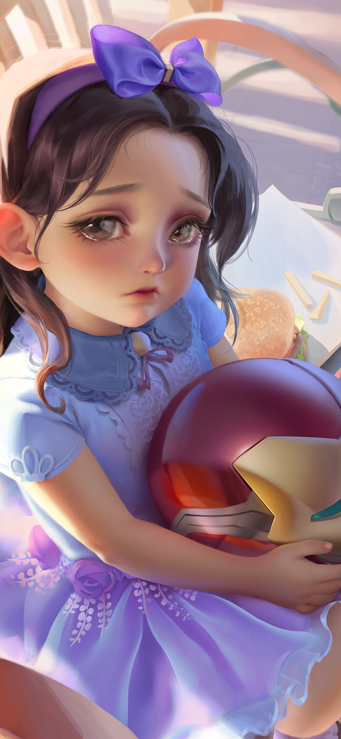 [2436×1125]插图 钢铁侠 头盔 女儿 漫威 苹果手机动漫壁纸图片