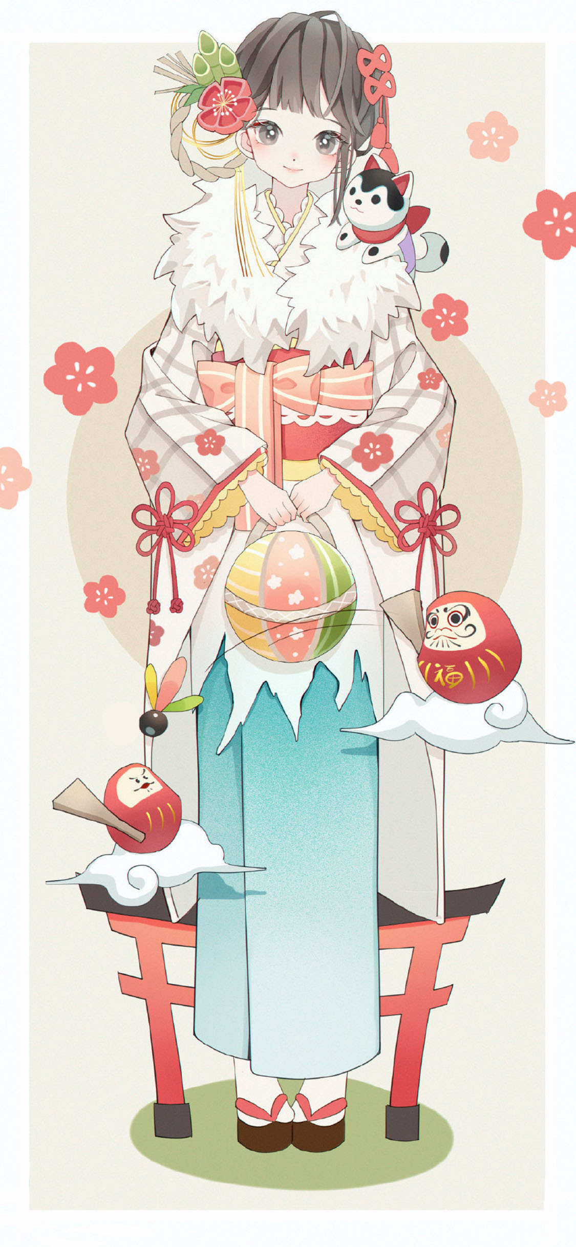 [2436×1125]日漫 二次元 少女 樱花 苹果手机动漫壁纸图片