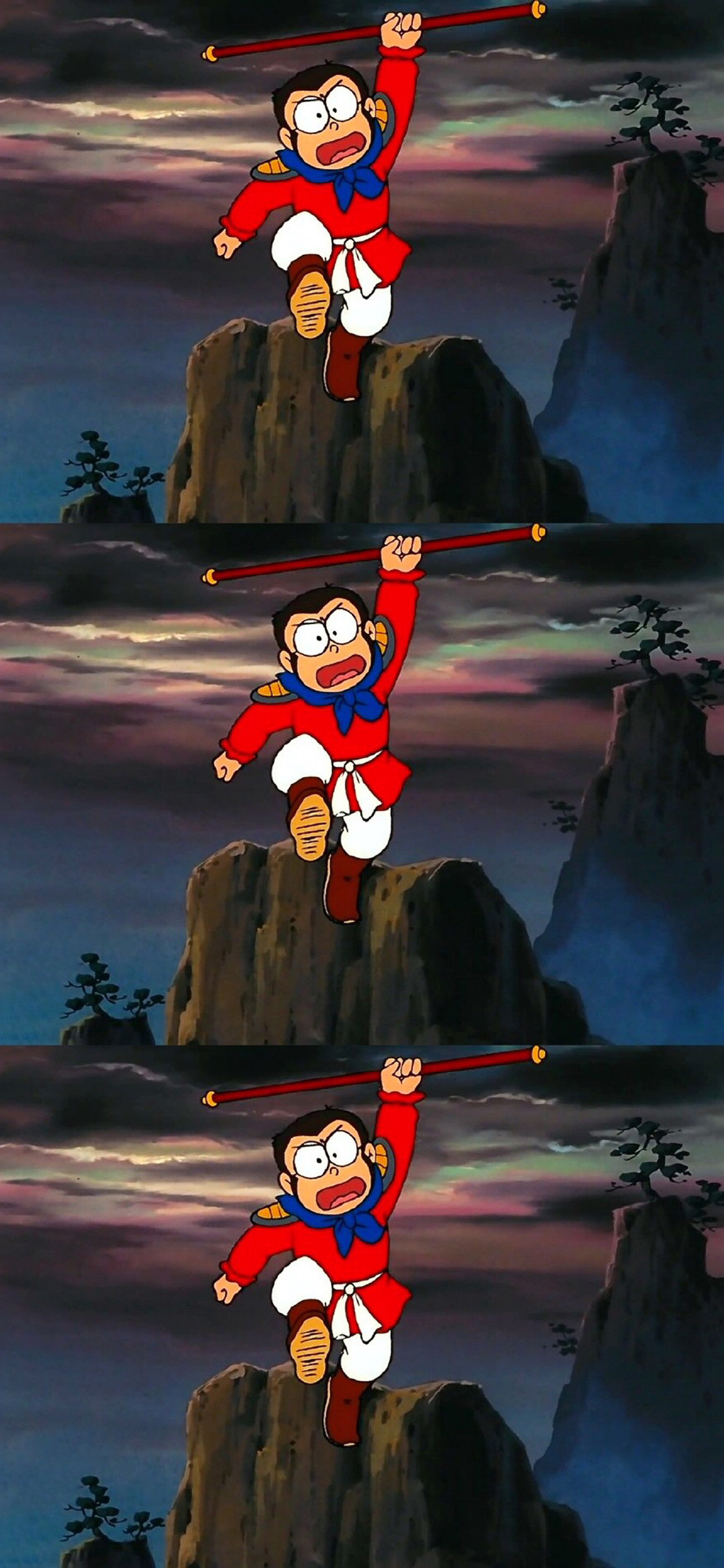 [2436×1125]日漫 哆啦A梦 野比大雄 cos 孙悟空 苹果手机动漫壁纸图片