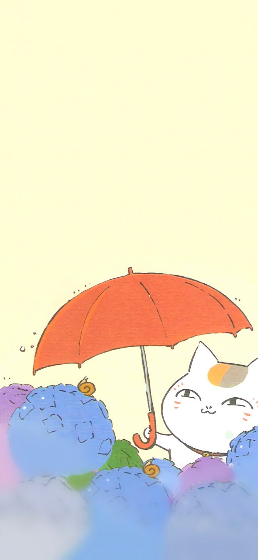 [2436×1125]日漫 夏目友人帐 猫老师 打伞 苹果手机动漫壁纸图片