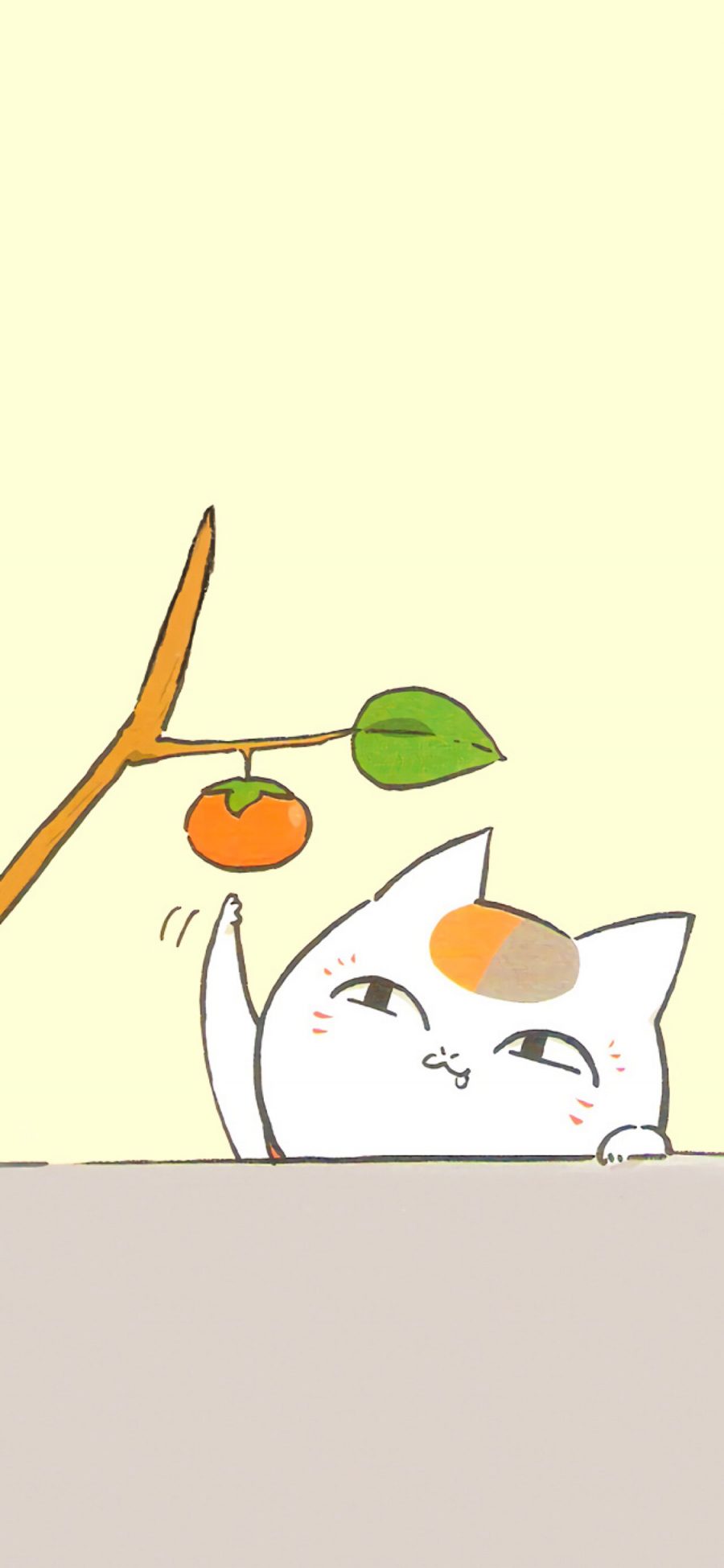 [2436×1125]日漫 夏目友人帐 猫老师 柿子 苹果手机动漫壁纸图片