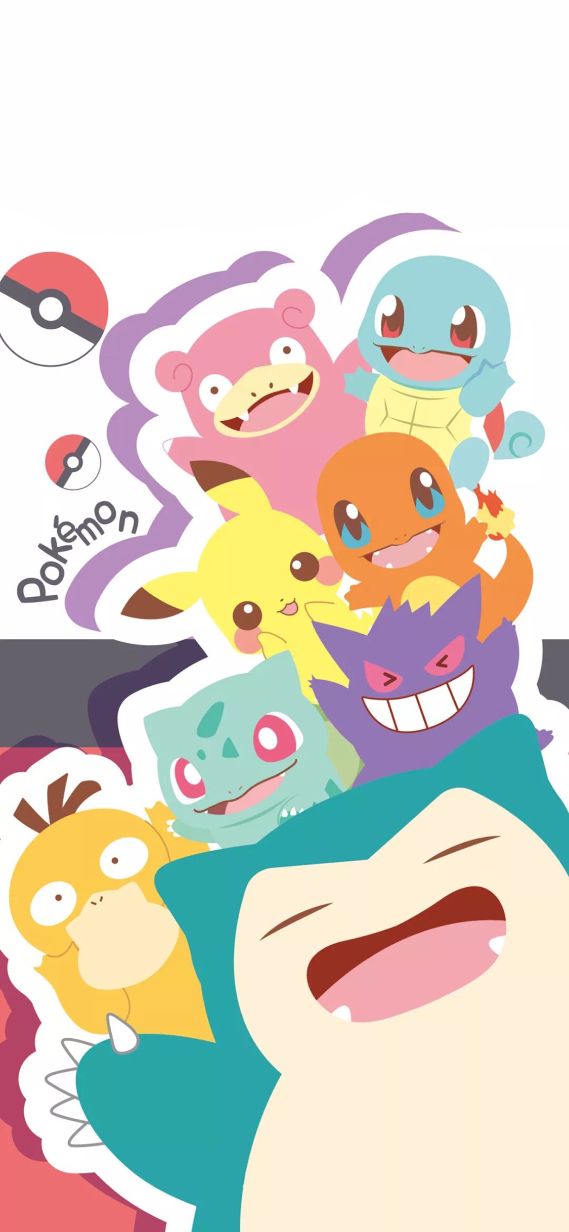 [2436×1125]日漫 精灵梦可宝 可达鸭 皮卡丘 苹果手机动漫壁纸图片