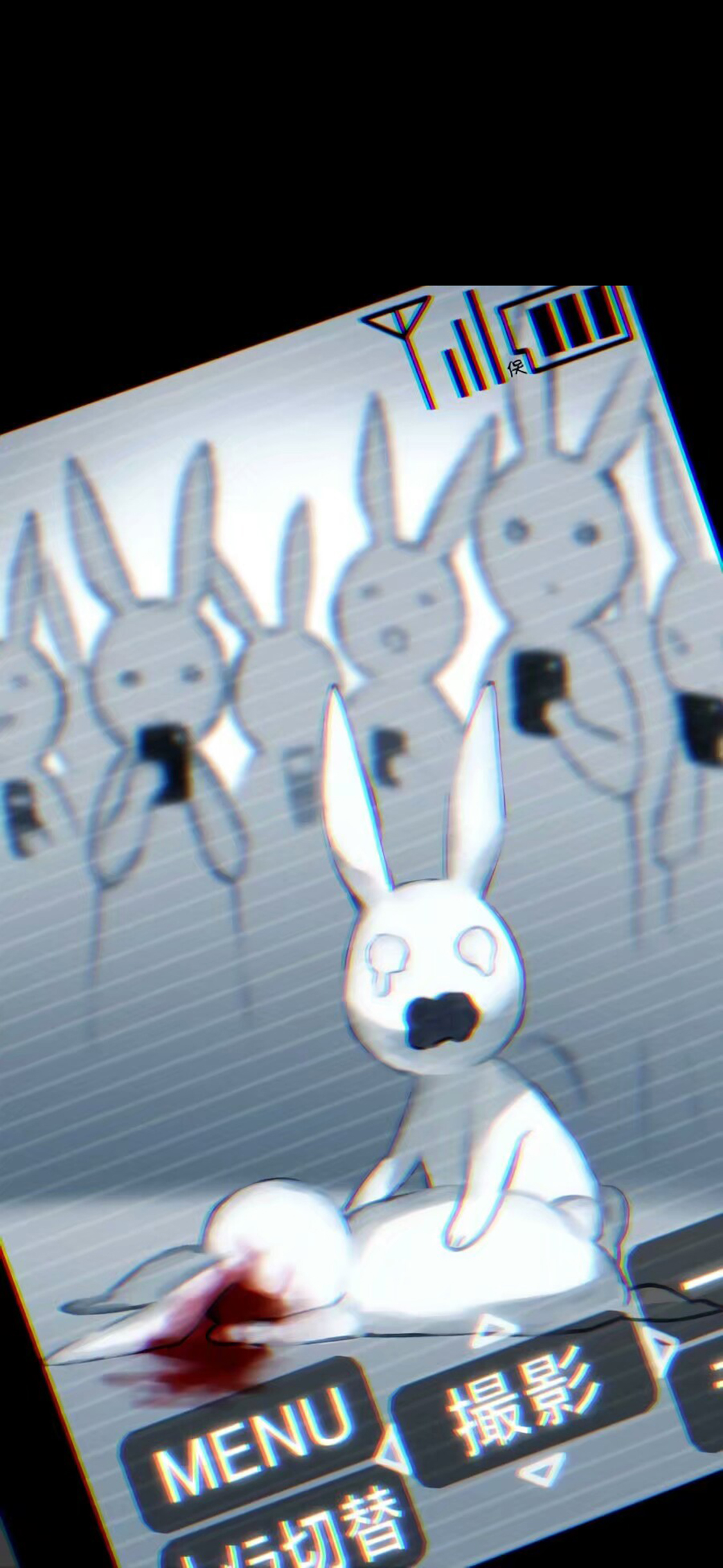 [2436×1125]日系 动漫 暗黑系 兔子 苹果手机动漫壁纸图片