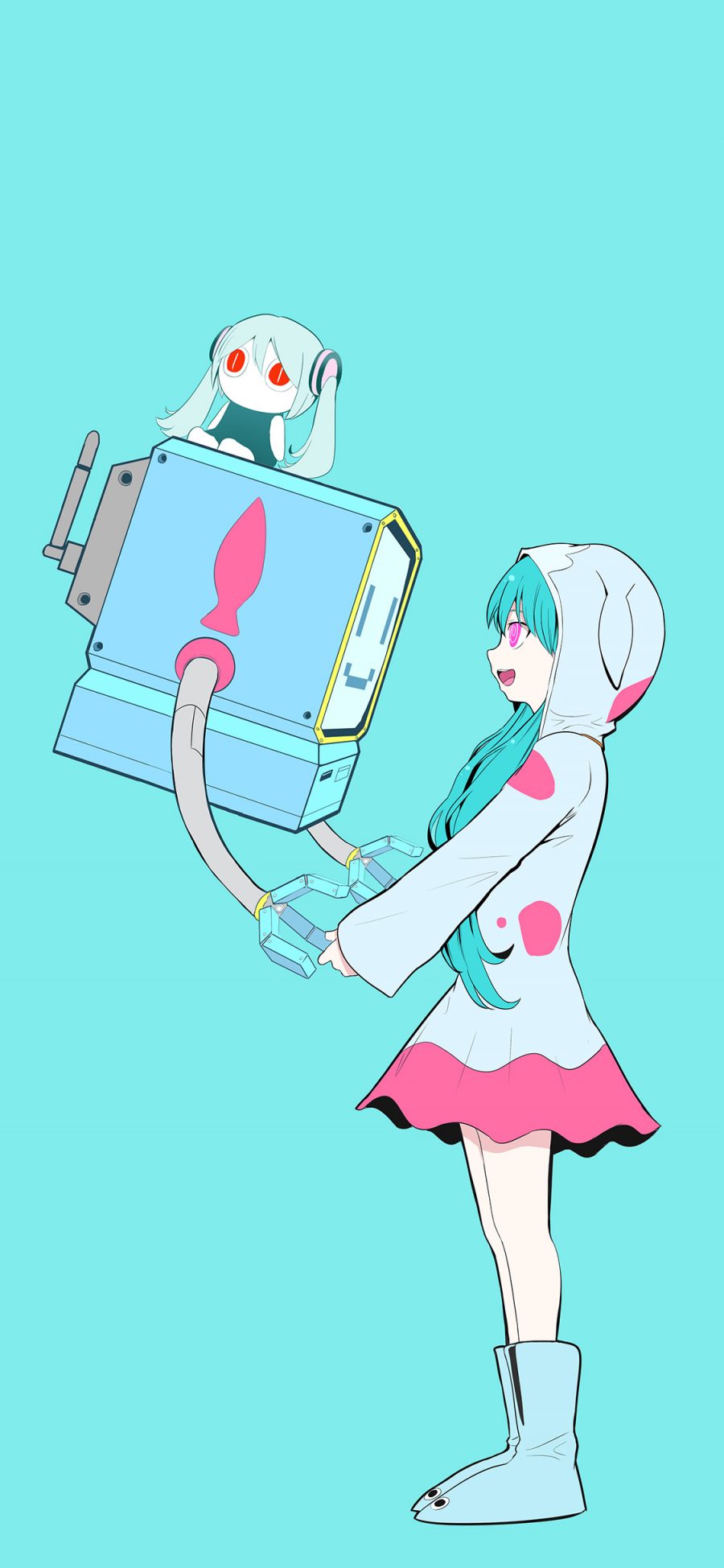 [2436×1125]日系 动漫少女 初音未来 机器人 苹果手机动漫壁纸图片