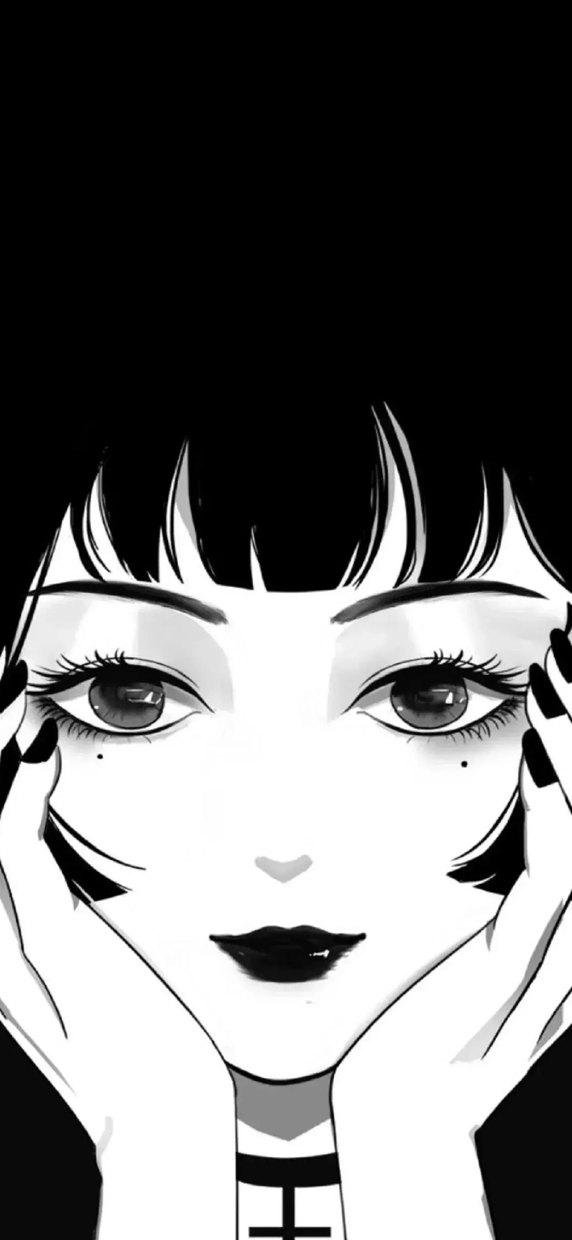 [2436×1125]日系 动漫少女 暗黑系 公主切 苹果手机动漫壁纸图片