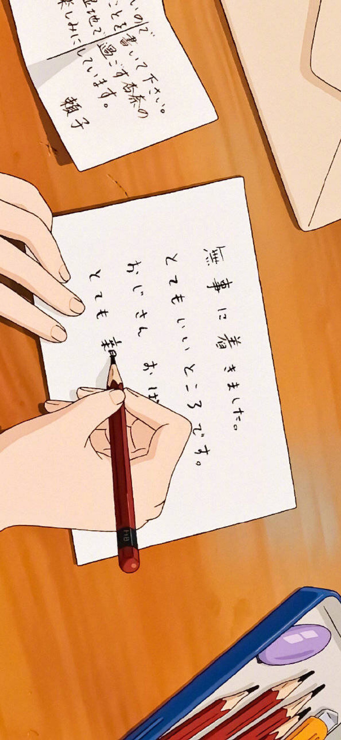 [2436×1125]日系 插图 书信 和风 苹果手机动漫壁纸图片