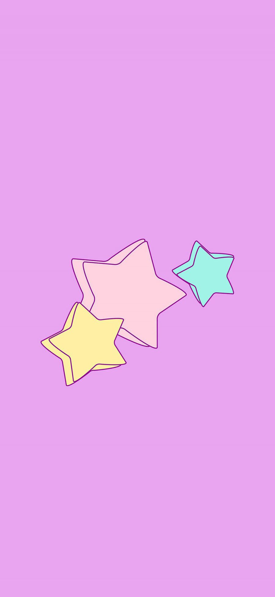 [2436×1125]星星 粉紫色 少女 卡通 苹果手机动漫壁纸图片