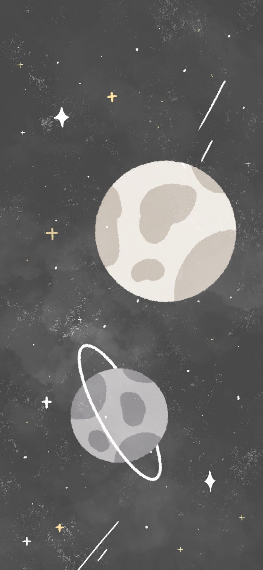 [2436×1125]星球 卡通 土星 星河 苹果手机动漫壁纸图片