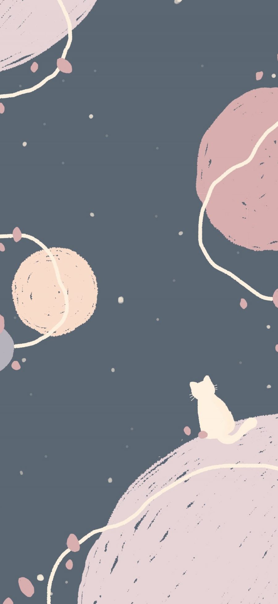 [2436×1125]星球 猫咪 星空 漂浮 苹果手机动漫壁纸图片